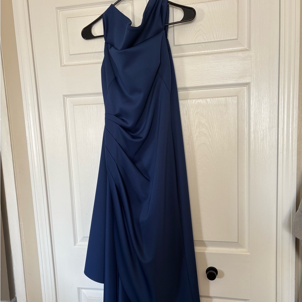 Black Halo One Shoulder Blue Dress